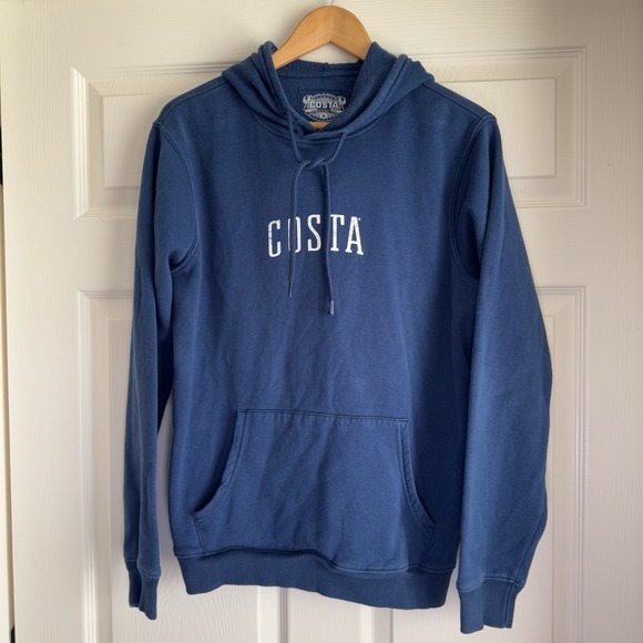 Costa Del Mar Size S Born On The Water Blue Drawstring Kangaroo Pouch Hoodie - Picture 3 of 8